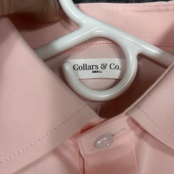 Collars and Co Polo shirt Mens S Pink Solid Stretch Spread Dress Collar - Picture 6 of 10